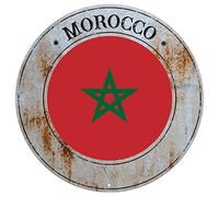 Morocco Country National Flag Metal Tin Sign Wall Plaque Morocco Vintage Home Decorative Signs Country Souvenir Gift Quality Metal Sign Morocco Round Flag Sign for Travel Lover 9x9in