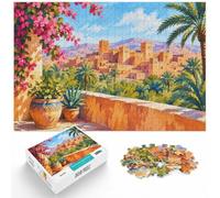 Morocco Desert Oasis Village Minimalist Art Jigsaw Puzzle, 1000 Piece | For a useful gift beyond Christmas Day: 1000-piece jigsaw puzzle for adults offers 1000 pieces for the Christmas break.