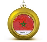 Morocco Flag Christmas Balls Ornaments - National Flag Keepsake - Golden Morocco Hanging Ornaments Balls for Christmas Trees Merry Christmas Baubles New Year for Family