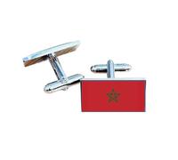 Morocco Flag Cufflinks - Moroccan National Emblem Gift for Men | Red Flag with Green Pentagram Star Design | Groomsmen Wedding Gift | Gift Box Included | Proud Morocco Heritage Keepsake