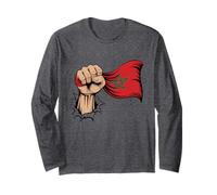 Morocco Flag Fist Hand Graphic Moroccan Heritage Long Sleeve T-Shirt