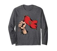 Morocco Flag Fist Hand Graphic Moroccan Heritage Long Sleeve T-Shirt