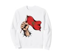 Morocco Flag Fist Hand Graphic Moroccan Heritage Sweatshirt