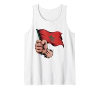 Morocco Flag Fist Hand Graphic Moroccan Heritage Tank Top