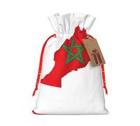 Morocco Flag Map Print Christmas Drawstring Gift Bag, Burlap Favor Pouch For Birthday And Holiday Celebrations-S Size
