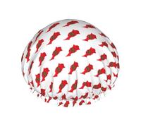 Morocco Flag Map Print Large Waterproof Shower Bonnet For Women Long Hair, Washable Elastic Band Bath Hair Hat