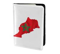 Morocco Flag Map print Leather Card Case Travel Accessories Passport Holder Cover Wallet for Women Men, Black, One Size