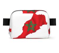 Morocco Flag Map Print Unisex Waist Bag Wear-Resistant Belt Bag Hip Bag with Adjustable Strap for Hiking and Travel