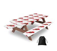 Morocco Flag Map Print Waterproof Picnic Table Cover With Bench Cover Set Of 3 Elastic Edge Durable Outdoor Tablecloth
