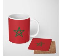 Morocco Flag Mug - Red & Green Star Moroccan Coffee Cup - 11oz Ceramic - Choice of Standard or Heat-Changing Mug - Patriotic Moroccan Gift for Sports Fans & National Pride