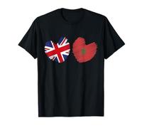 Morocco Great Britain Heart UK Flag Moroccan Flag Heart T-Shirt