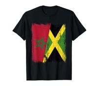 Morocco Jamaica Half Flag Moroccan Jamaican Heritage T-Shirt