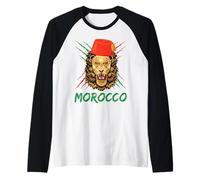Morocco Lion Flag Sport Morocco with Moroccan hat Raglan Baseball Tee