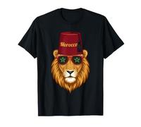 Morocco Lion Sunglasses Flag-Colors Art T-Shirt