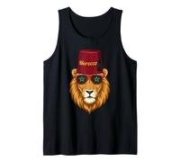 Morocco Lion Sunglasses Flag-Colors Art Tank Top