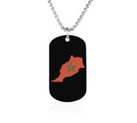 Morocco Map Flag Novelty Memorial Necklace Printed Metal Hip Hop Chain Pendant Jewelry Keepsake Gifts for Men Women