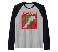 Morocco Map, I Love Morocco Map Morocco Moroccan Pride Raglan Baseball Tee