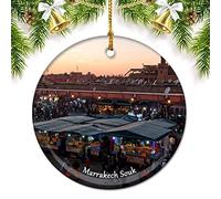 Morocco Marrakech Souk Christmas Ornaments for Tree Ceramic Pendant Double Sided Ornament Decor Xmas Gifts Porcelain Travel Souvenirs