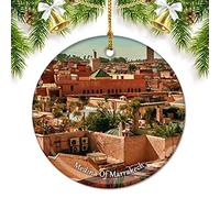 Morocco Medina of Marrakech Christmas Ornaments for Tree Ceramic Pendant Double Sided Ornament Decor Xmas Gifts Porcelain Travel Souvenirs