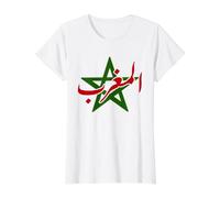 Morocco Moroccan Pride Flag Map Arabic Maghrib Maghreb Value Graphic T-Shirt, Women, White, S