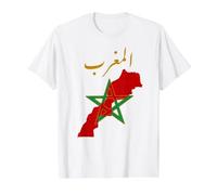 Morocco Moroccan Pride Flag Map Arabic Sahara Desert Value Graphic T-Shirt, Men, White, XL