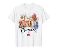 Morocco North Africa Watercolor Landmark Travel Souvenir Value Graphic T-Shirt, Men, White, S