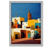 Morocco Skyline Cityscape Modern Artwork Framed Wall Art Print A4 Artery8 Light Grey One Size