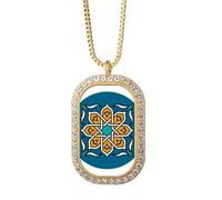 Morocco Style Flower Pattern Necklace Pendant Diamond Crystal Golden Jewelry