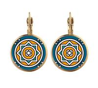 Morocco Style Geometry Pattern Gold Clip On Drop Earrings Non Piercing Dangle Jewelry