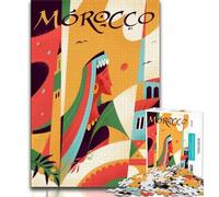 Morocco Travel Poster Puzzles for Adults Teens 1000pc Puzzle,Decompressing Intellectual Educational Toy Great Gifts And Toys 50x75cm