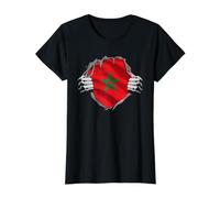 Morocco Tshirt Moroccan Flag Morocco Roots Heritage Citizen Value Graphic T-Shirt, Women, Black, XL