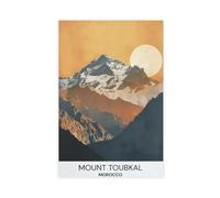 Morocco's Toubkal Mountains - Vintage Atlas Mountain Travel Stamp Canvas Poster Bedroom Decor Landscape Office Room Decor Gift 16" L X 24" W