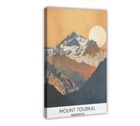 Morocco's Toubkal Mountains - Vintage Atlas Mountain Travel Stamp Canvas Poster Bedroom Decor Landscape Office Room Decor Gift 24" L X 36" W