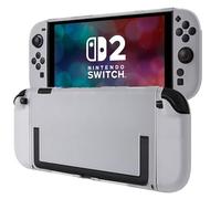 MOROCK Protective Case for Nintendo Switch 2 2025, Ergomomic Grip Hard PC Translucent Frosted Back Shell Cover with Silicone Handle, Shock-Absorption and Anti-Scratch, White