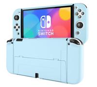 MOROCK Protective Case for Nintendo Switch OLED 2021, Ergomomic Grip Hard PC Frosted Back Shell Cover with Silicone Handle, Shock-Absorption and Anti-Scratch, Blue