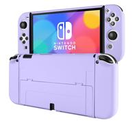 MOROCK Protective Case for Nintendo Switch OLED 2021, Ergomomic Grip Hard PC Frosted Back Shell Cover with Silicone Handle, Shock-Absorption and Anti-Scratch, Purple
