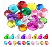 Morocket Big Size Diving Gem Pool Toy Set - 40mm & 30mm Treasure Chest With Colourful Diamonds, Acrylic Gemstone Jewels for Underwater Swimming