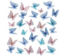 Morofme 50pcs Edible Butterfly Cupcake Topper, Fairy Butterflies Cake Toppers, 3D Colorful Wafer Paper Butterfly Cake Decorations for Wedding Birthday Baby Shower Party Supplies Food Decoration
