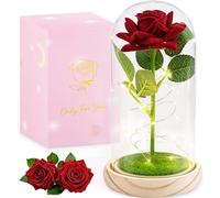 Morofme Infinity Rose with LED Light, Eternal Rose Acrylic Hood, Shockproof, Beauty and the Beast Rose, Artificial Roses for Wife Gifts, Birthday, Anniversary, Holidays, Home, Bedroom, Office Decor