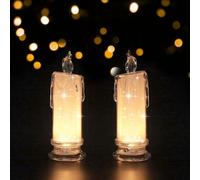 Morofme LED Candles 2pcs, Bbattery Candle Flickering 18*6.5cm, mit Candlestick Base Realistic Flame for Room Dining Table Candlelit Dinner Season Holiday Decoration