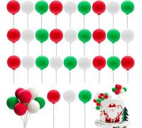 Morofme Xmas Cake Decorations 30pcs, Colorful Rainbow Cake Topper, Round Clay Balls Balloon Cupcake Toppers, Christmas Cake Decorations for Birthday Festival Dollhouse Baby Shower
