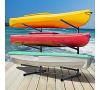 Morohope Freestanding Kayak Storage Rack Kayak Tackle Storage Heavy Duty Weatherproof Outdoor Storage Rack Storage Hooks for Kayaks, SUP, Canoe Paddleboard, 3 Levels