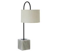 moroni white linen curved table lamp with white marble base
