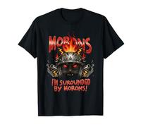 Morons Sarcastic Adult Humor Biker Cat Funny T-Shirt