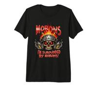 Morons Sarcastic Adult Humor Biker Skull Funny Premium T-Shirt