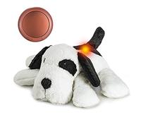 Moropaky Heartbeat Toy Warm Heat Heartbeat Stuffed Animal for Dog Anxiety Relief Toy Dog Calming Toy for Puppy Behavioral Aid Training Sleep Aid Puppy Soothe Cuddle Comfort Toy, Black & White