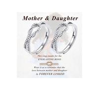 MOROTOLE 2 Pcs To My Daughter Sterling Silver Ring, Love Knot Silver Ring for Women Forever Linked Mum And Daughter Rings Adjustable Thumb Rings for Girls Mother Daughter Gifts