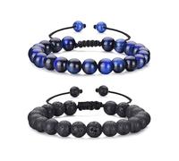 MOROTOLE Mens Bracelet, Tiger Eye Beads Bracelets Set Premium Artisan Handcrafted Triple Protection Bracelet Adjustable Mans Bracelets for Men Father Boyfriend Brother Gifts