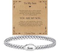 MOROTOLE To My Son Bracelet with Box Mens Silver Chain Bracelet for Men Mens Bracelets Gifts for Him Graduation Gifts
