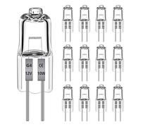 Morotty 12 Pack G4 Halogen Bulbs 10W Warm White 2700K, No Flicker, Dimmable 2 Pin Clear Capsule Lamp, for Ceiling, Table, Cabinet Lights